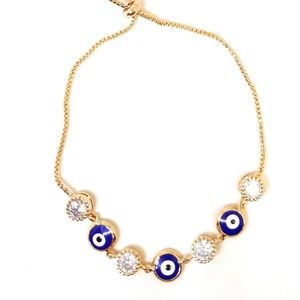 Gold Tone Evil Eye Turkish Protection Bracelet